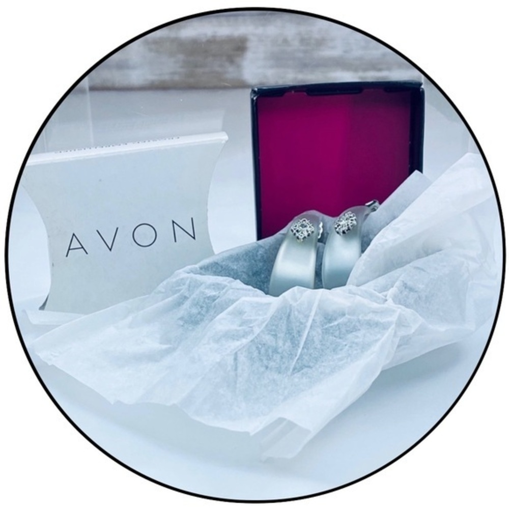 FROSTED EMBELLISHED HOOP EARRINGS - AVON